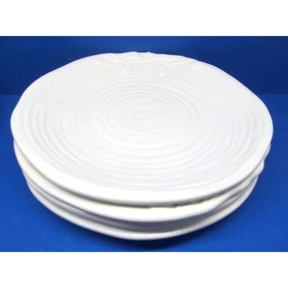 Williams Sonoma Outlet White Swirl Embossed Salad Plates Bundle of 4